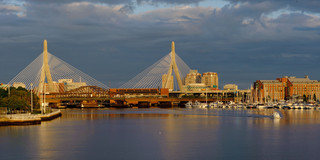 A vista overlooking the Leonard P. Zakim Bunker Hill Memorial Bridge